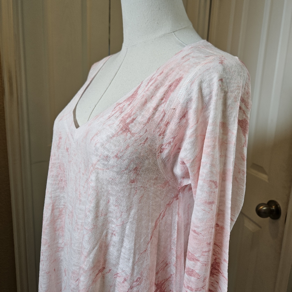 Nally & Millie Pink Marble Print V-Neck Tunic Top – Size XS - Picture 6 of 14